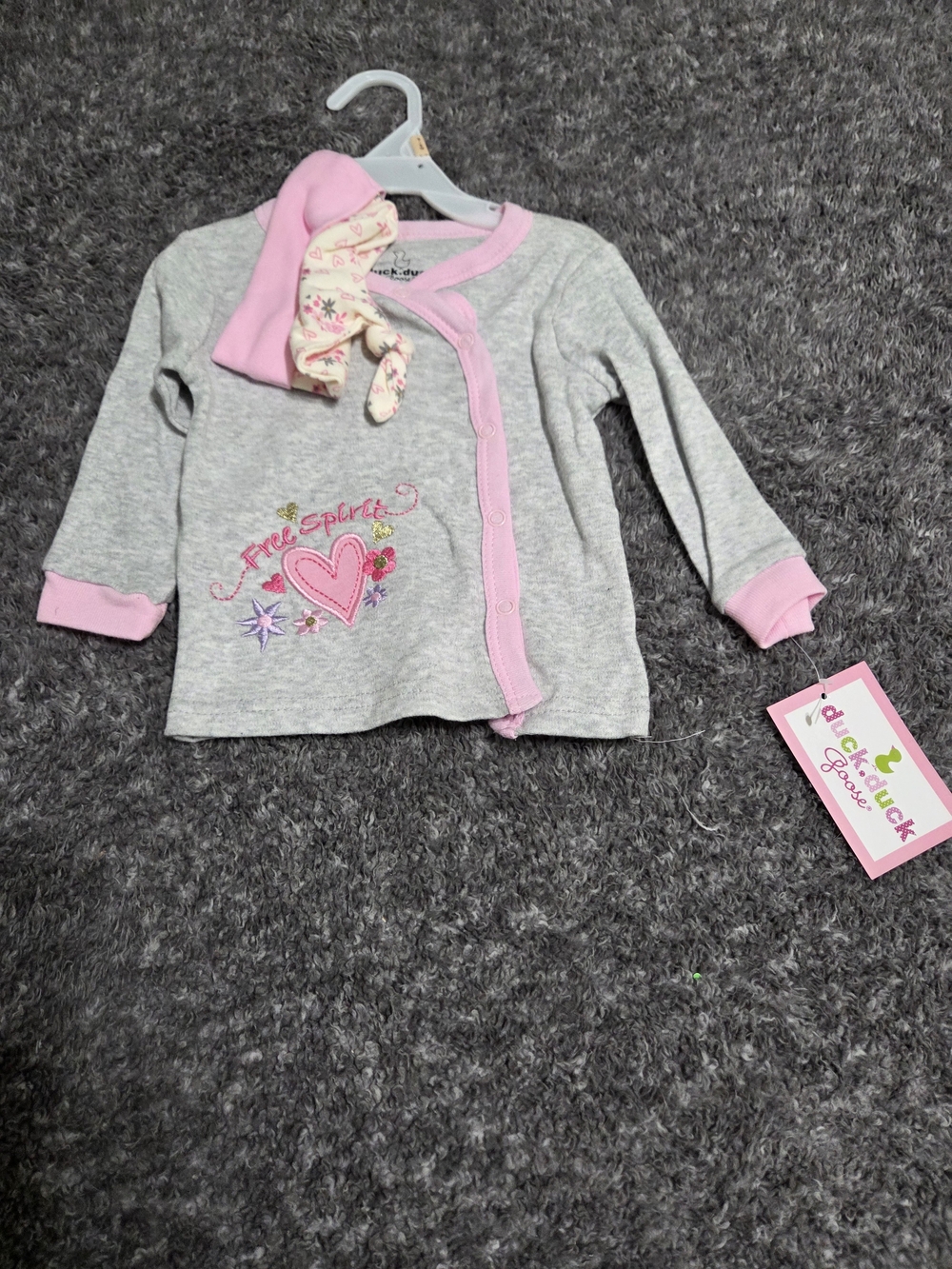 Duck Duck Goose Baby Girls' Gray and Pink 'Free Spirit' Sweater Set